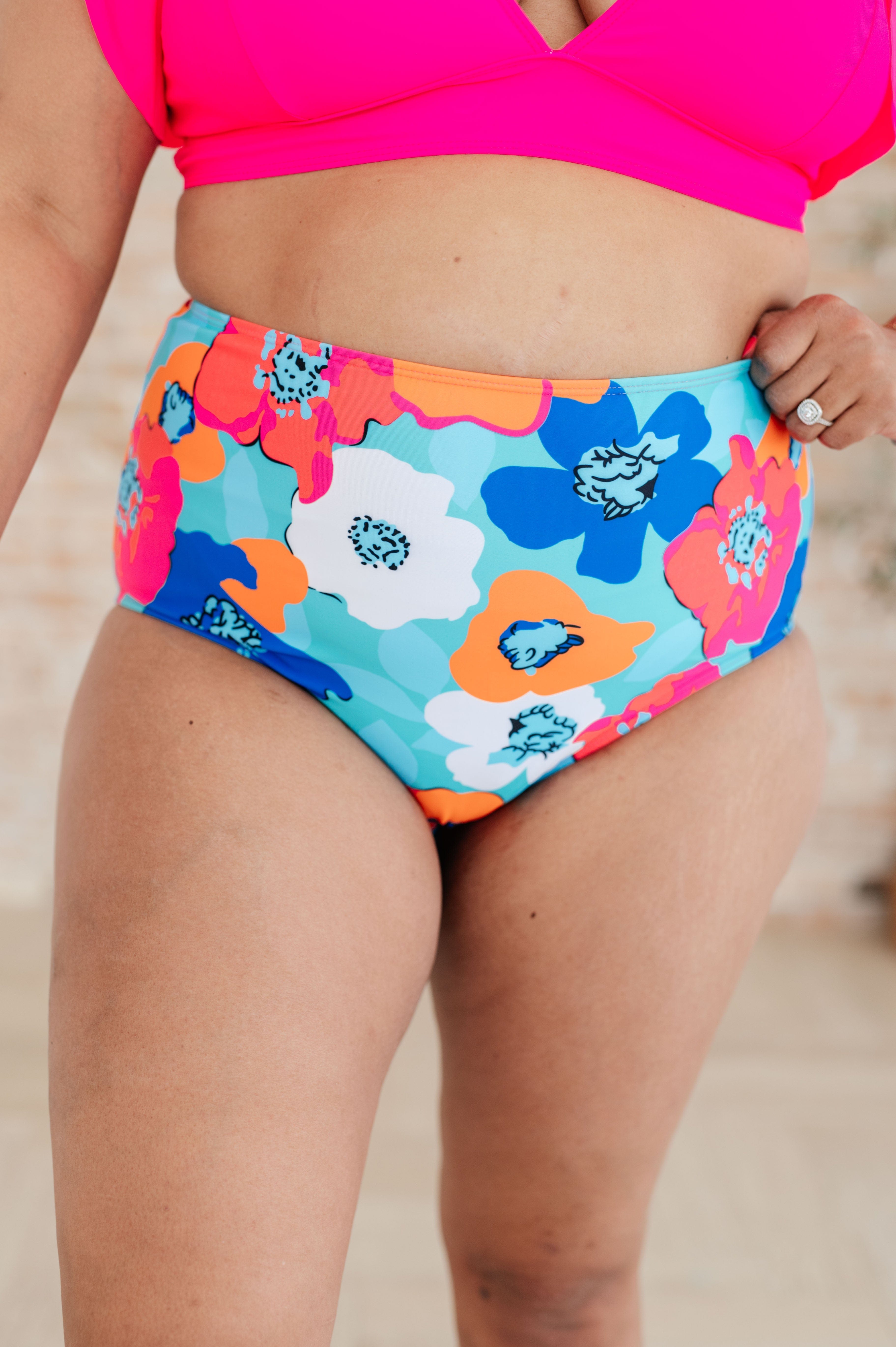 Panama Floral Print High Waisted Swim Bottoms-Swimwear-Stay Foxy Boutique, Florissant, Missouri