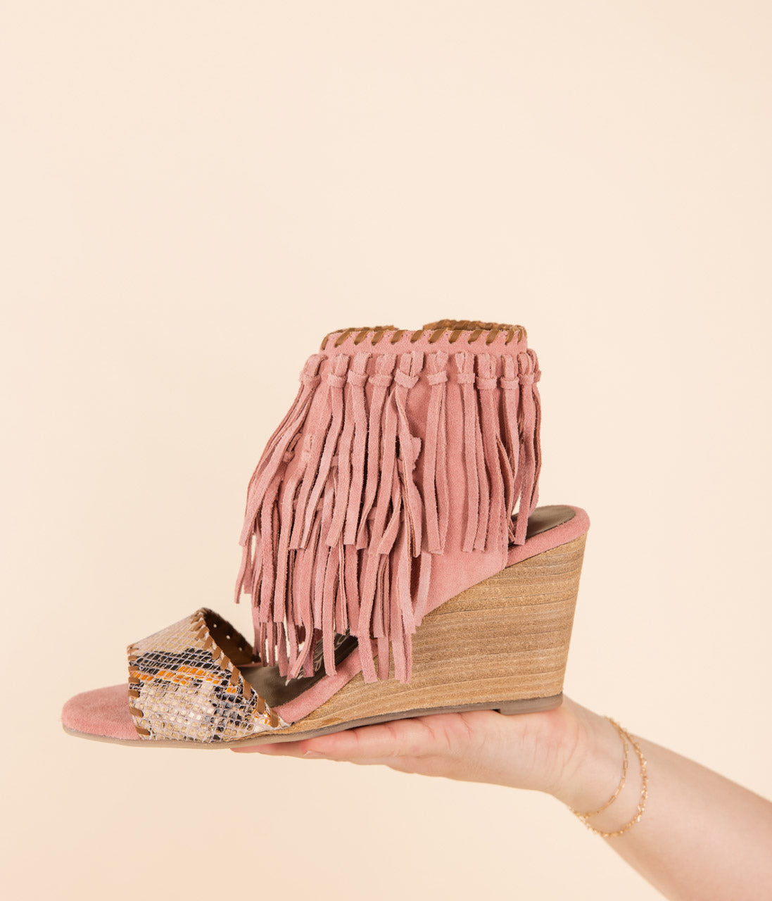 True Fringe Wedge in Blush-140 Wedges-Stay Foxy Boutique, Florissant, Missouri