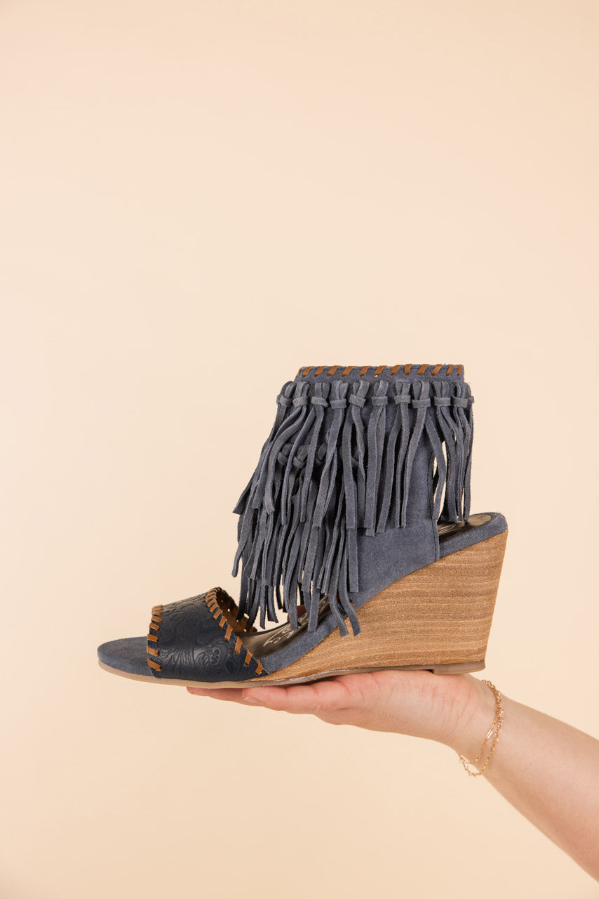 True Fringe Wedge in Denim-140 Wedges-Stay Foxy Boutique, Florissant, Missouri
