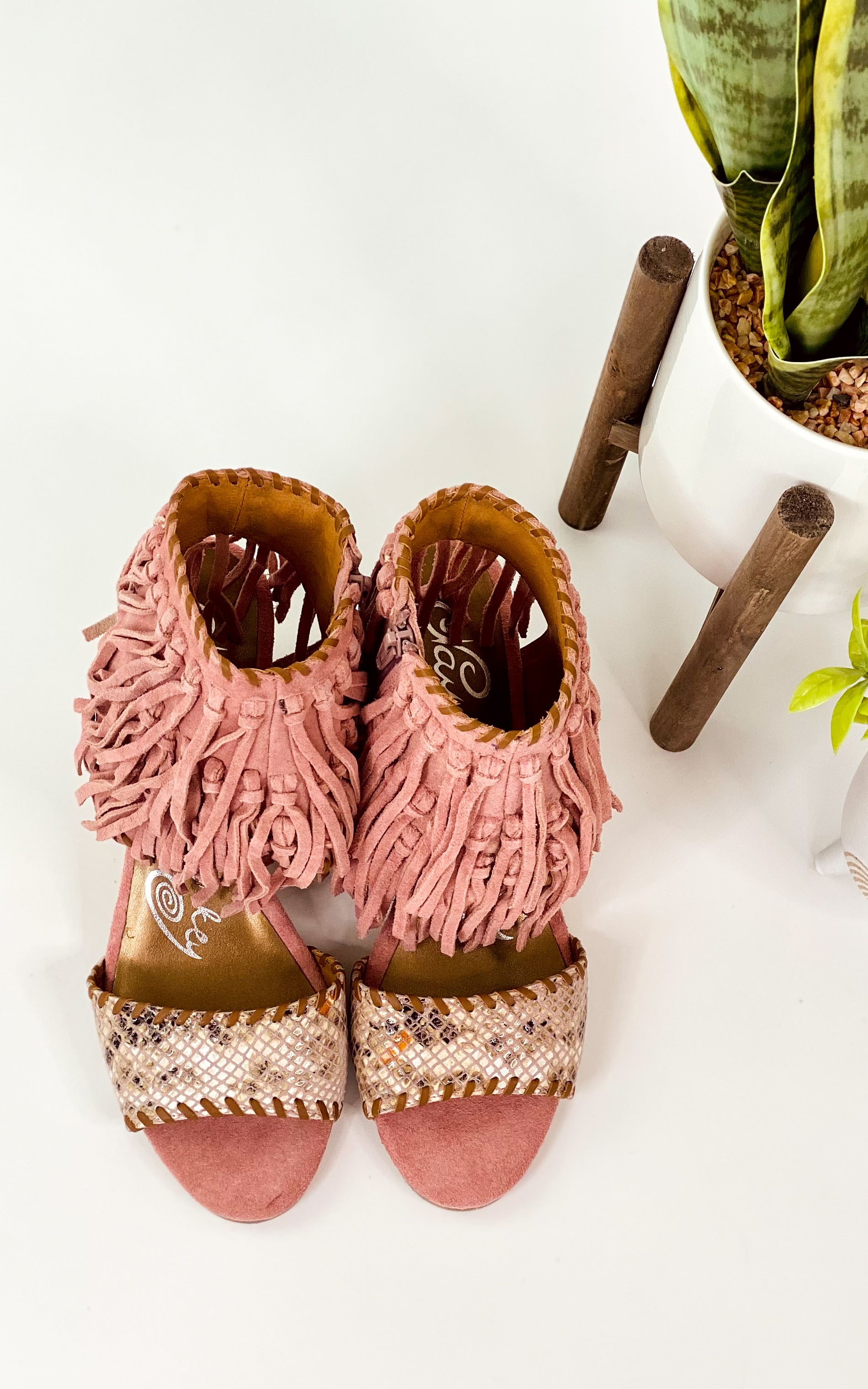 True Fringe Wedge in Blush-140 Wedges-Stay Foxy Boutique, Florissant, Missouri