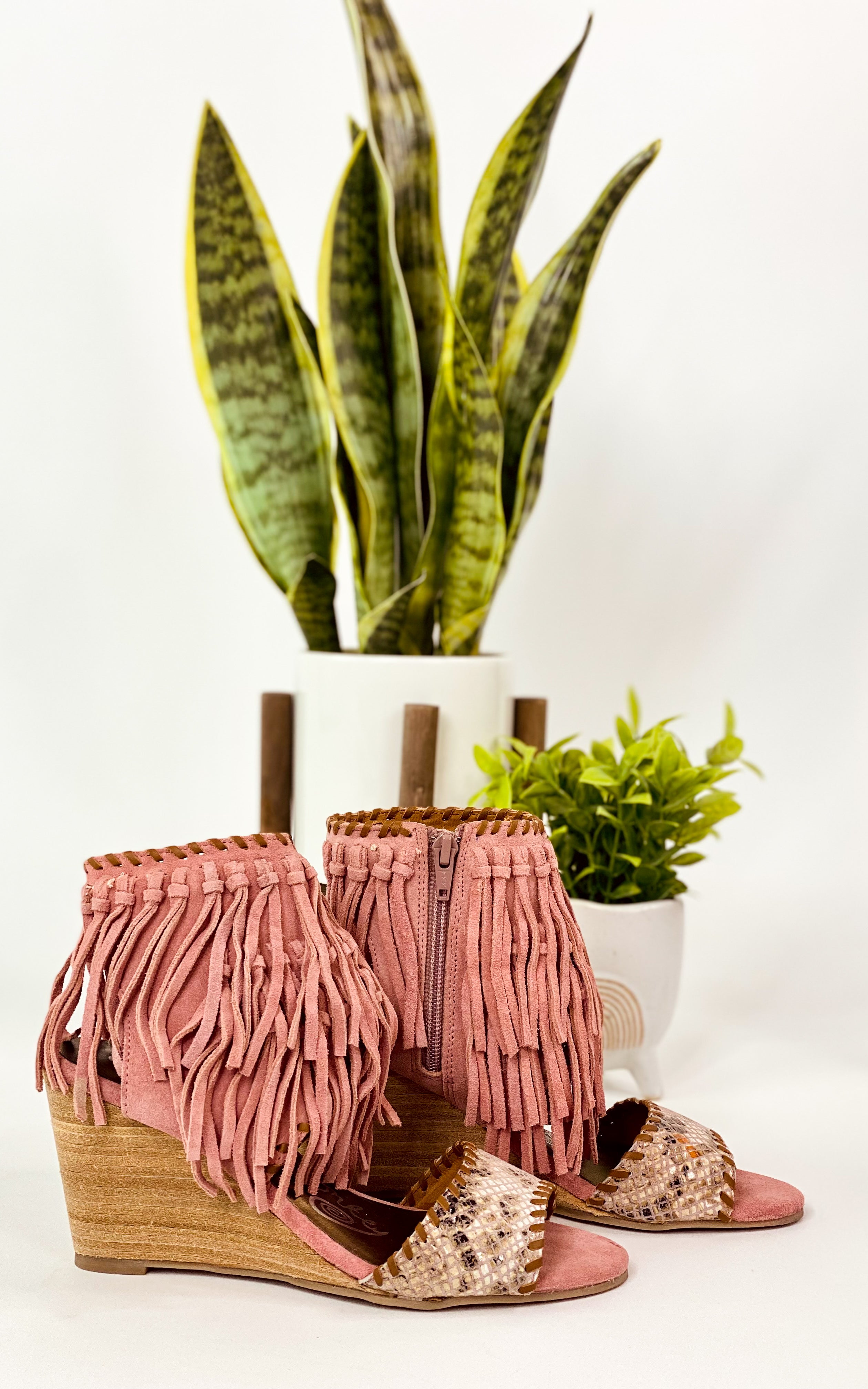 True Fringe Wedge in Blush-140 Wedges-Stay Foxy Boutique, Florissant, Missouri