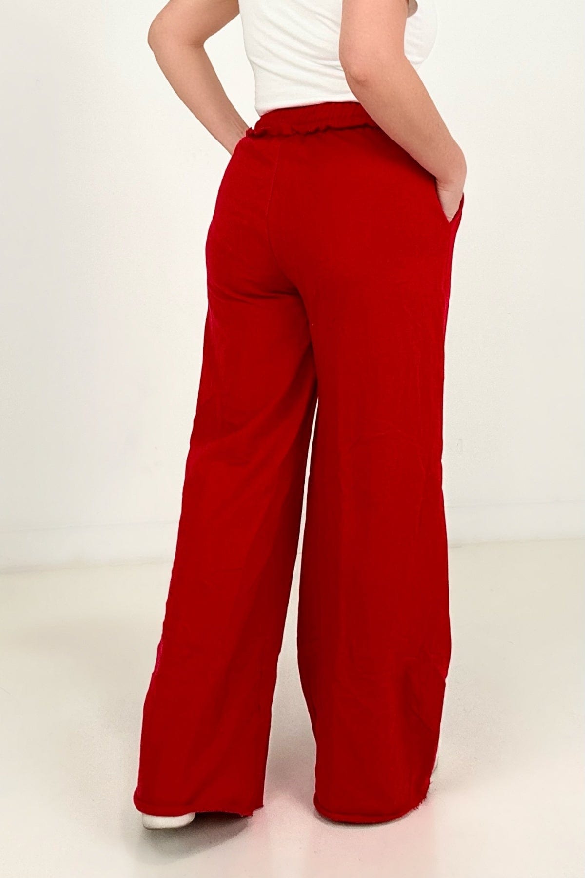 New Colors - Zenana French Terry Laser Cut Pants With Pockets-Pants-Stay Foxy Boutique, Florissant, Missouri