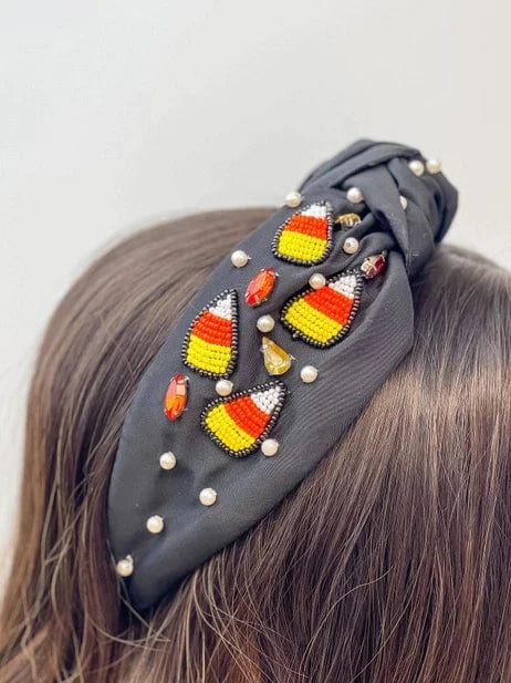 Candy Corn & Rhinestone Top Knot Headband in Two Colors-Womens-Stay Foxy Boutique, Florissant, Missouri