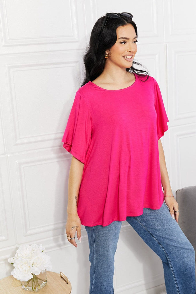 Yelete Full Size More Than Words Flutter Sleeve Top-Stay Foxy Boutique, Florissant, Missouri
