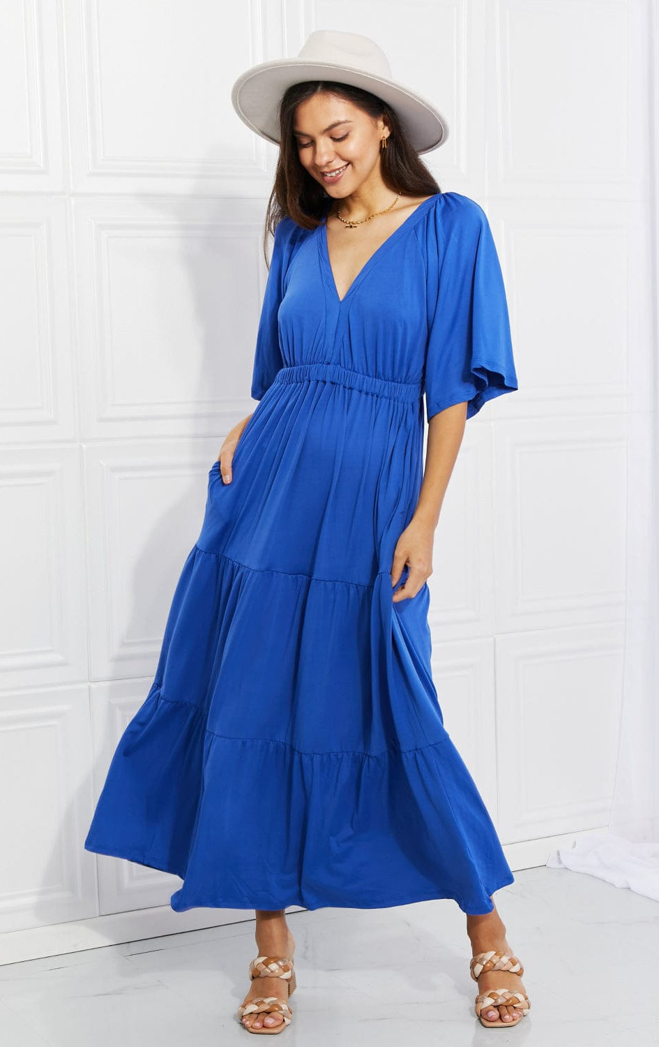 Culture Code Full Size My Muse Flare Sleeve Tiered Maxi Dress-Stay Foxy Boutique, Florissant, Missouri