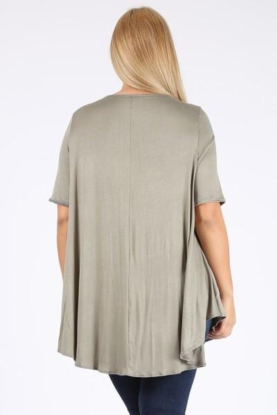 TAUPE SOLID COLOR FLOWY TUNIC-Curvy Lovey-Stay Foxy Boutique, Florissant, Missouri