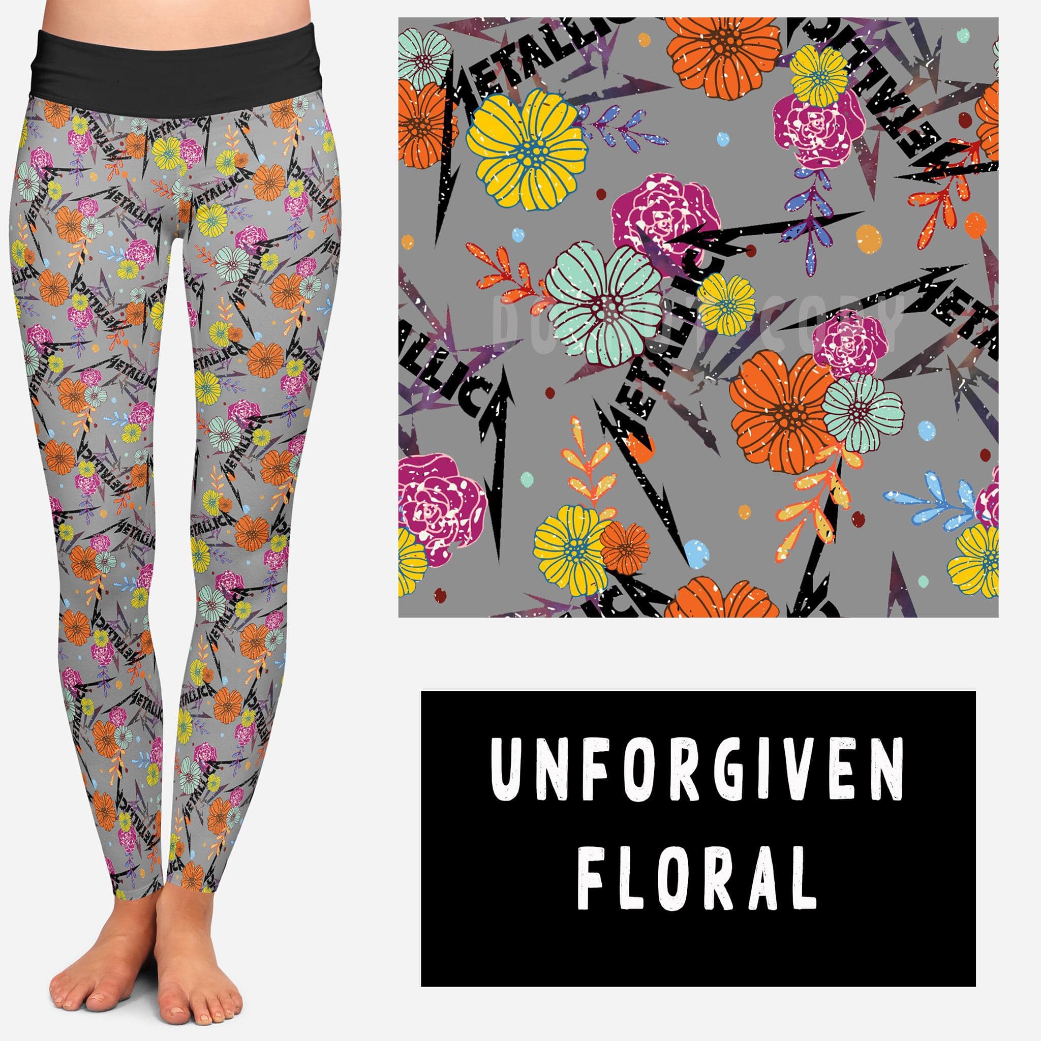 BAND RUN 2- UNFORGIVEN FLORAL LEGGINGS/CAPRI/JOGGERS-Stay Foxy Boutique, Florissant, Missouri