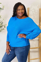 Zenana Full Size Round Neck Batwing Sleeve Blouse-Stay Foxy Boutique, Florissant, Missouri