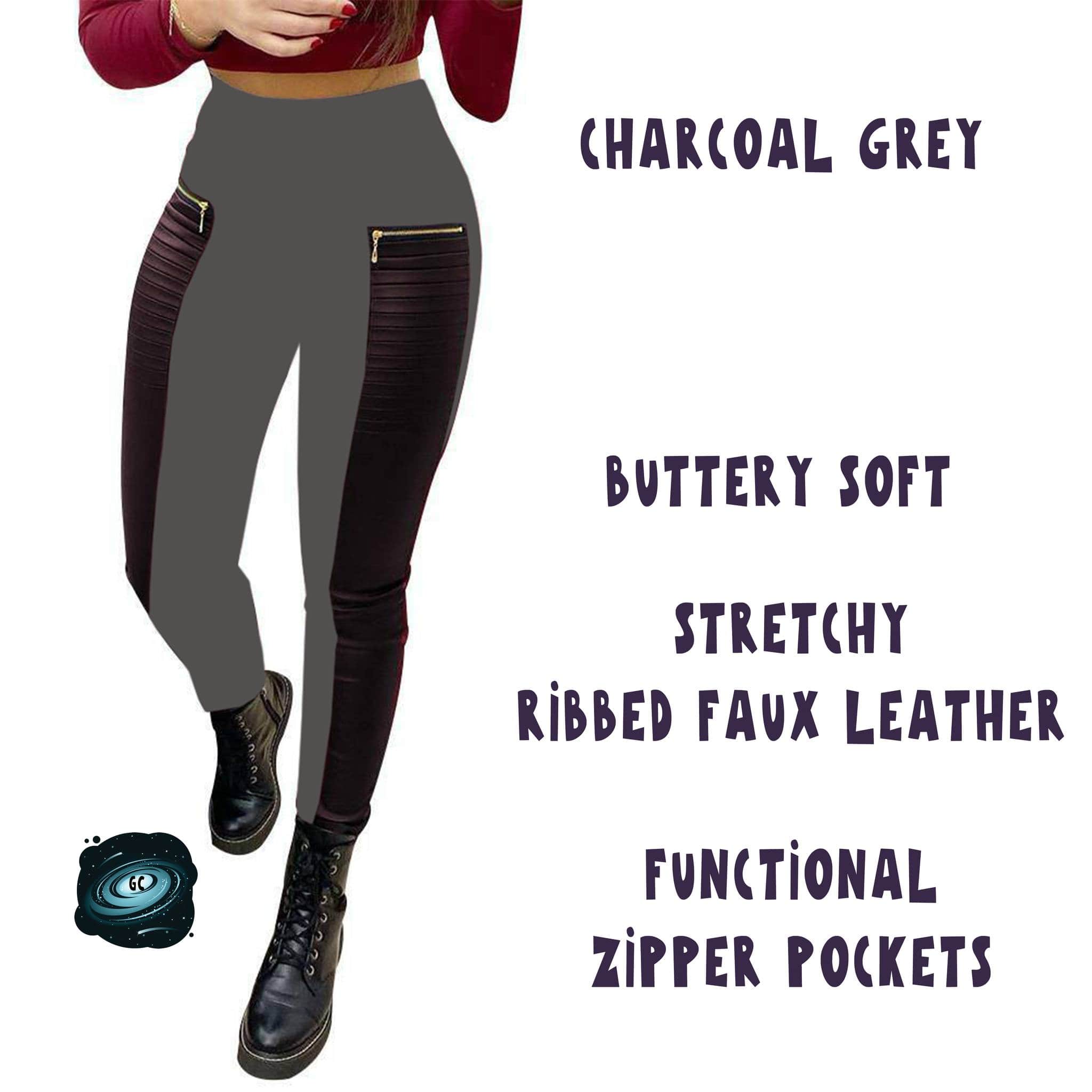 RIBBED FAUX LEATHER ZIPPER LEGGING-Stay Foxy Boutique, Florissant, Missouri