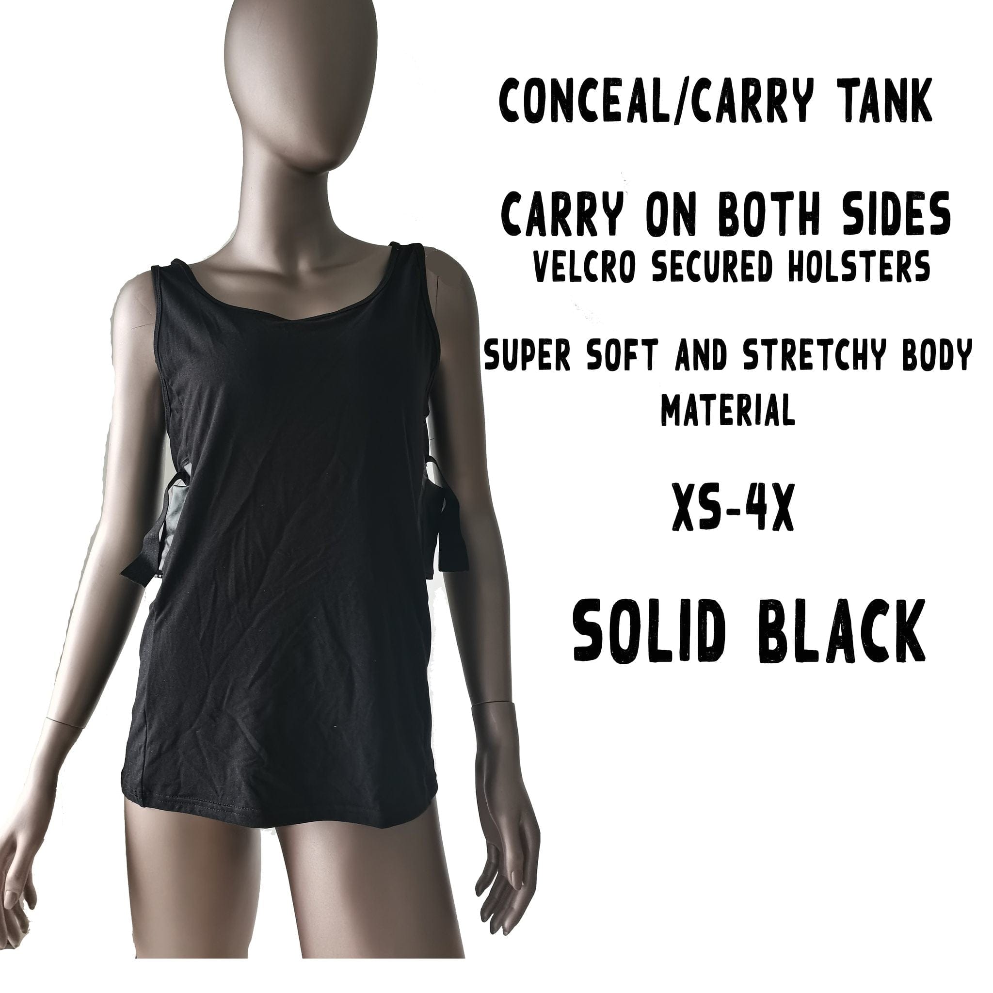 CONCEAL CARRY RUN- SOLID BLACK TANK-Stay Foxy Boutique, Florissant, Missouri