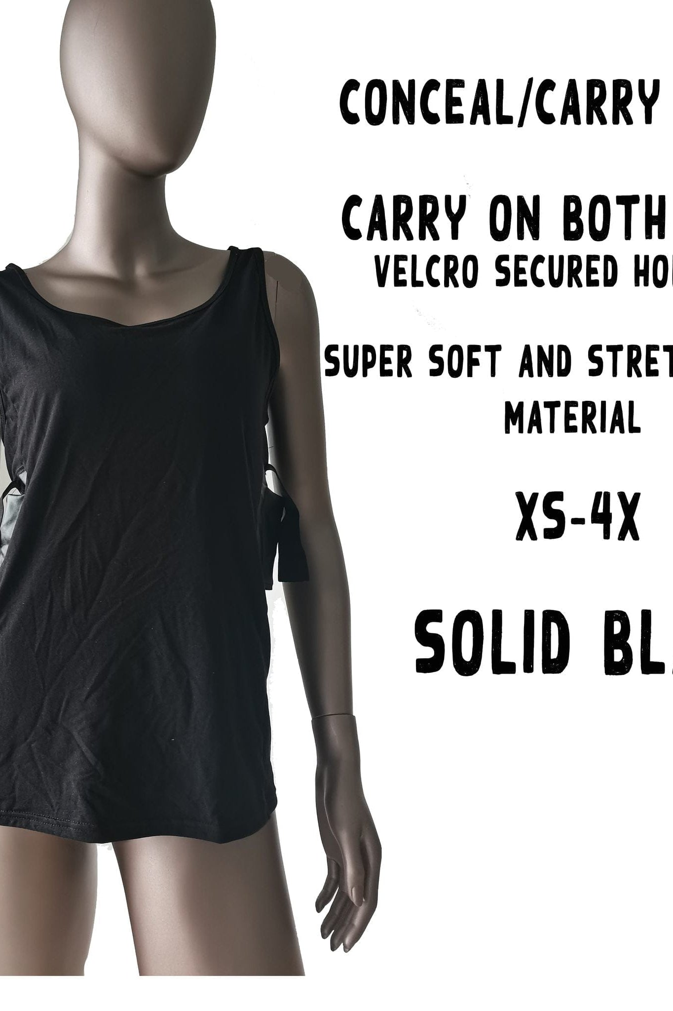 CONCEAL CARRY RUN- SOLID BLACK TANK-Stay Foxy Boutique, Florissant, Missouri