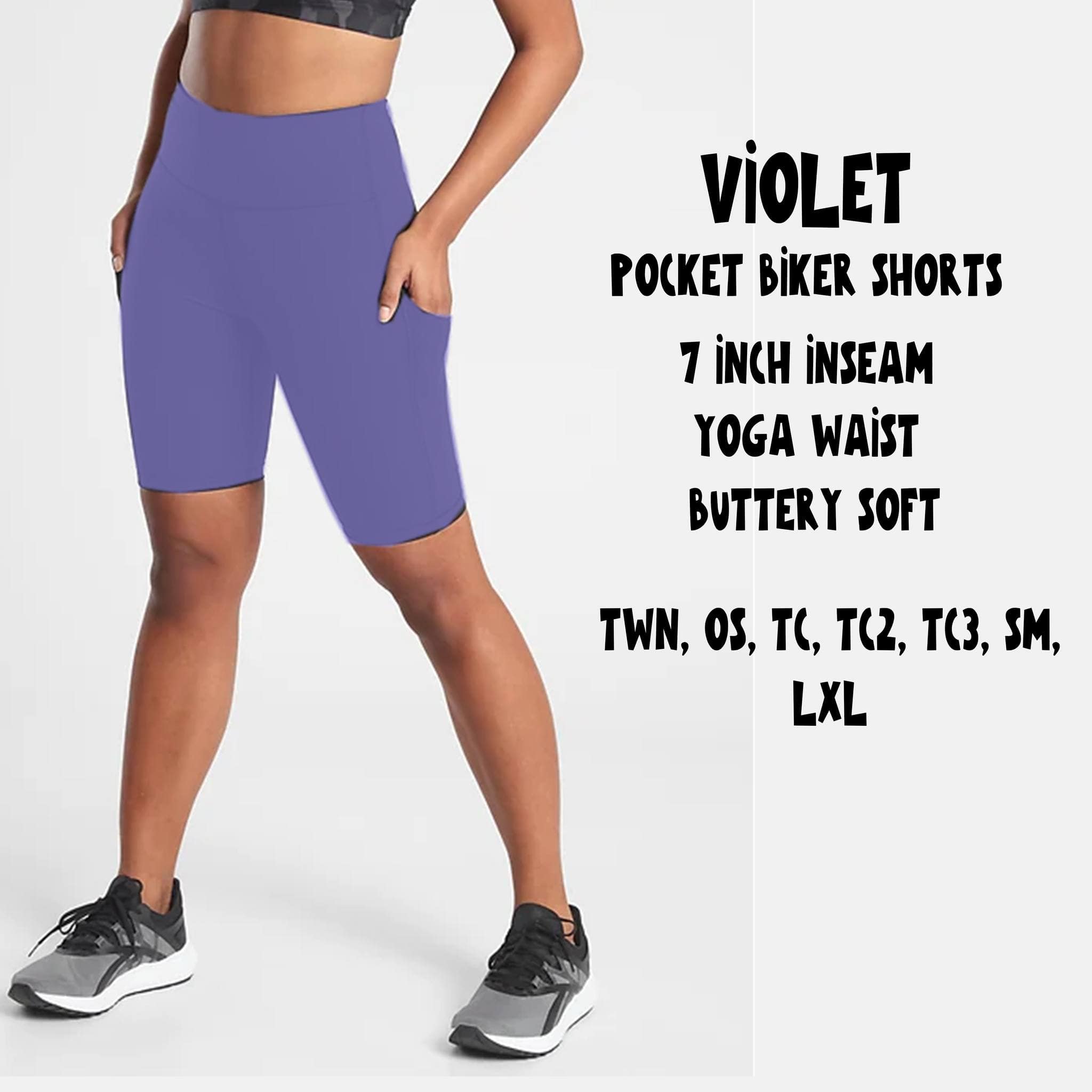 POCKET BIKER SHORTS-VIOLET-Stay Foxy Boutique, Florissant, Missouri