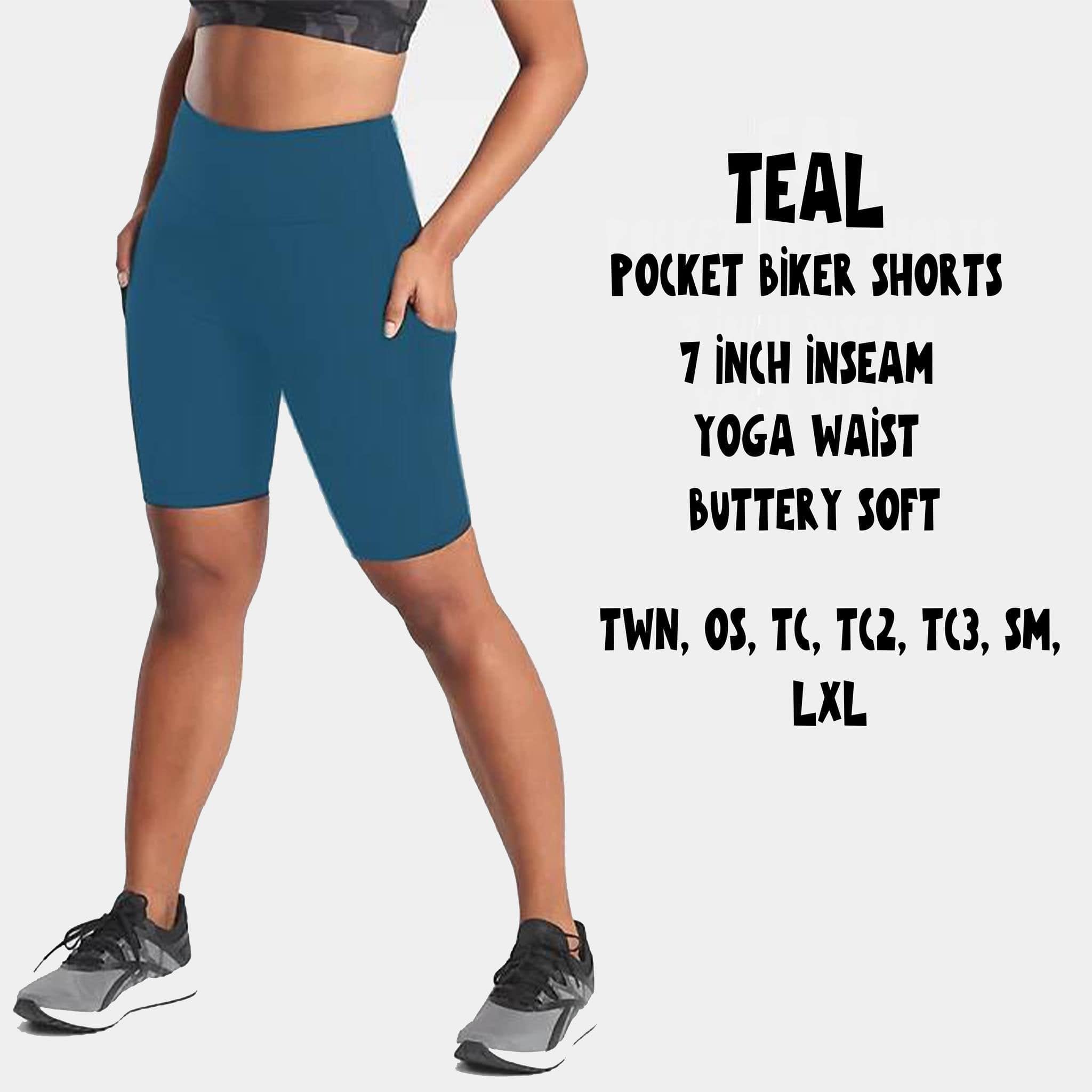 POCKET BIKER SHORTS-TEAL-Stay Foxy Boutique, Florissant, Missouri