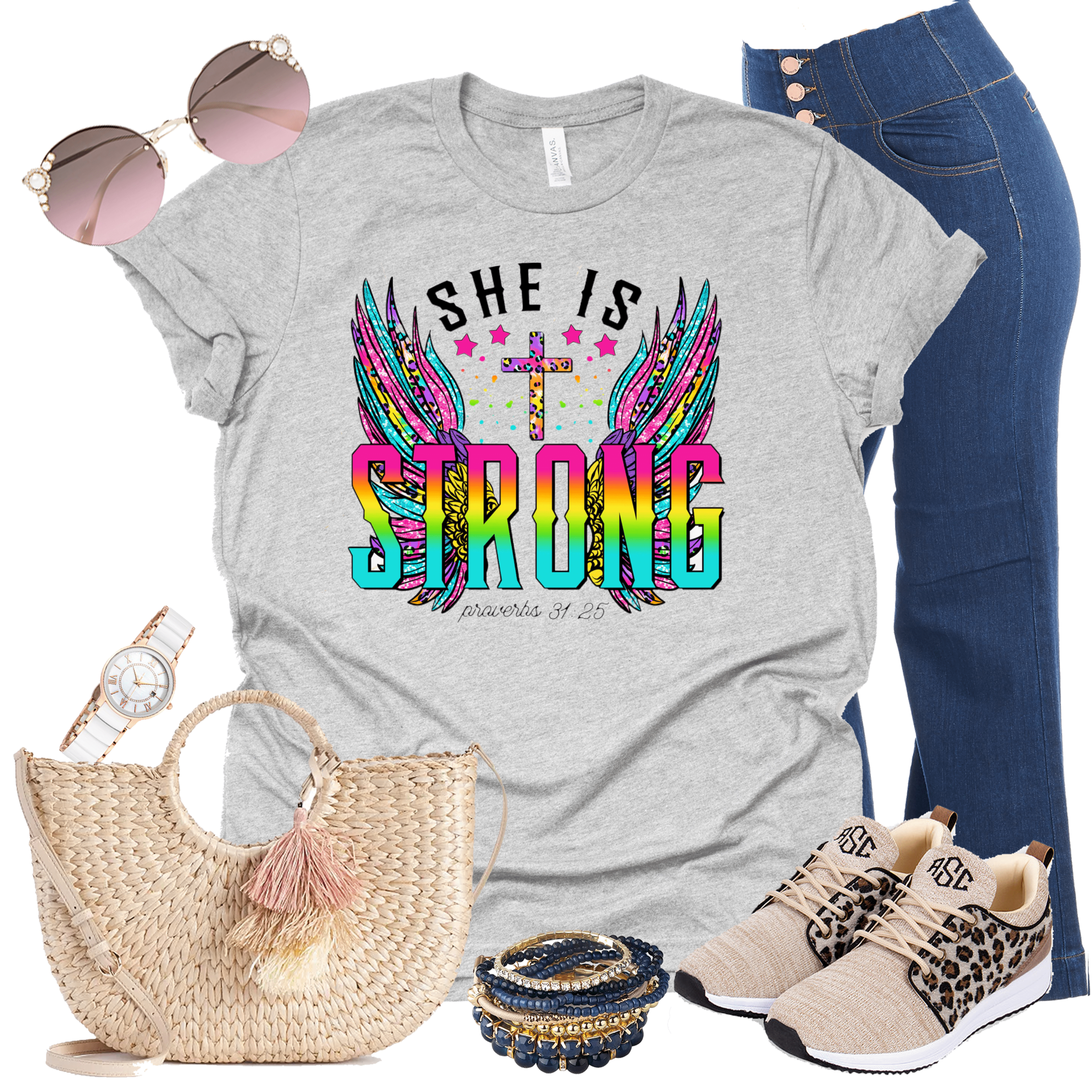She Is Strong Graphic T-Graphic T-Stay Foxy Boutique, Florissant, Missouri
