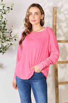 Zenana Round Neck Long Sleeve Top-Stay Foxy Boutique, Florissant, Missouri