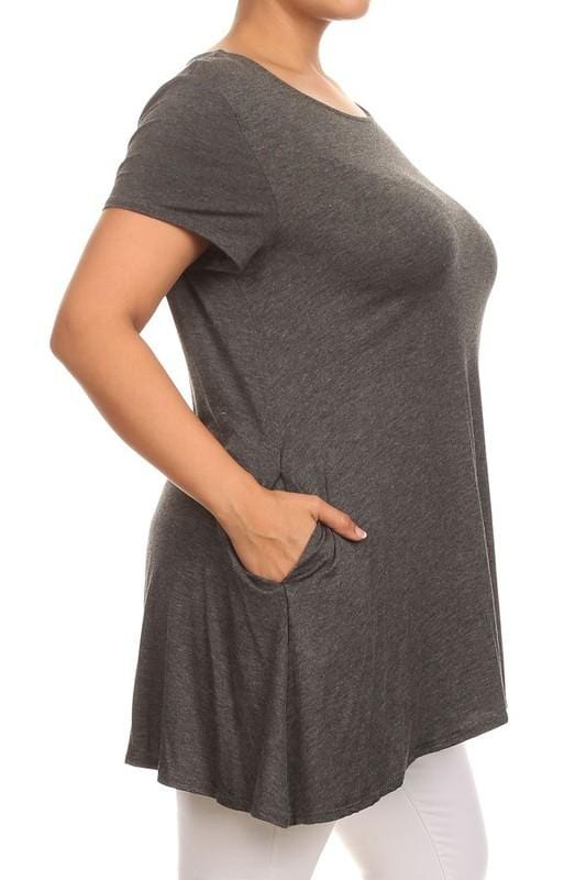 Remember Me Tunic Tee-Charcoal Solid-Moa Collection-Stay Foxy Boutique, Florissant, Missouri