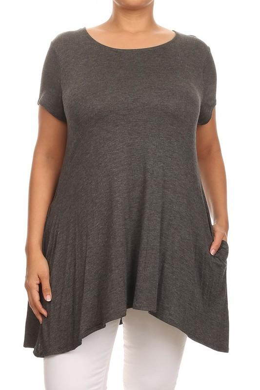 Remember Me Tunic Tee-Charcoal Solid-Moa Collection-Stay Foxy Boutique, Florissant, Missouri