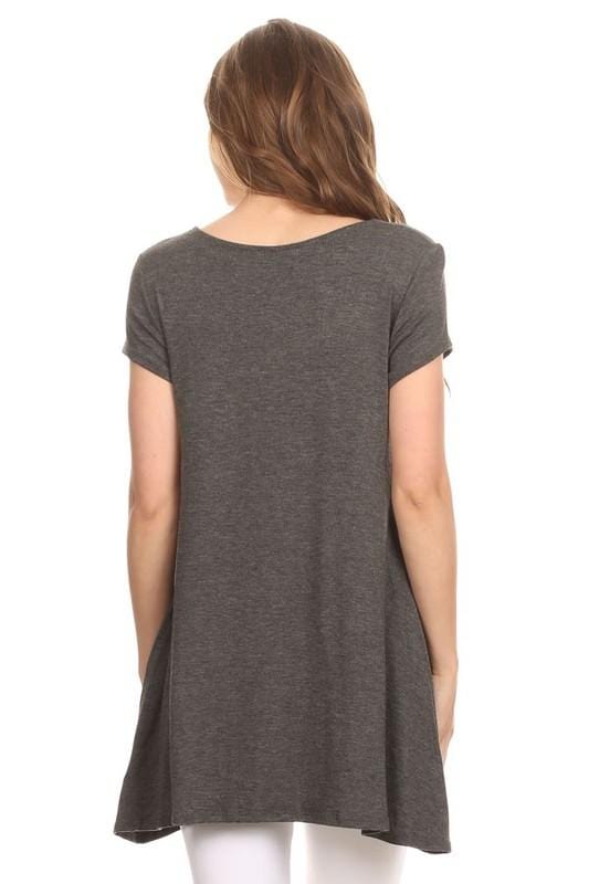 Remember Me Tunic Tee-Charcoal Solid-Moa Collection-Stay Foxy Boutique, Florissant, Missouri