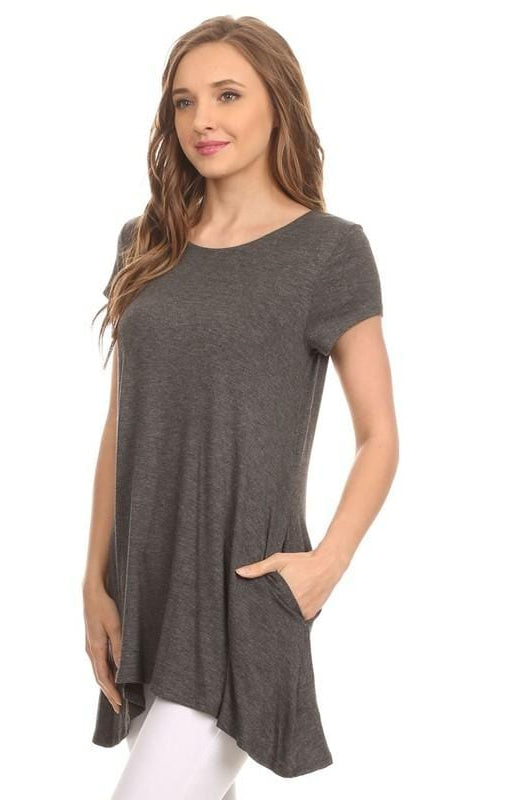 Remember Me Tunic Tee-Charcoal Solid-Moa Collection-Stay Foxy Boutique, Florissant, Missouri