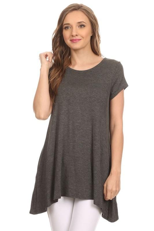 Remember Me Tunic Tee-Charcoal Solid-Moa Collection-Stay Foxy Boutique, Florissant, Missouri