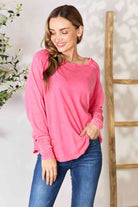 Zenana Round Neck Long Sleeve Top-Stay Foxy Boutique, Florissant, Missouri