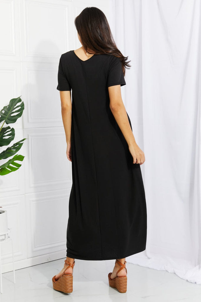 Zenana Simple Wonder Full Size Pocket Maxi Dress in Black-Stay Foxy Boutique, Florissant, Missouri