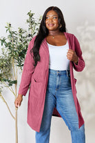 Basic Bae Full Size Hooded Sweater Cardigan-Stay Foxy Boutique, Florissant, Missouri