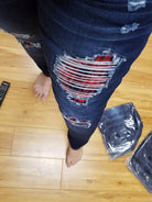 DISTRESSED STRETCH PATCH DENIM-Stay Foxy Boutique, Florissant, Missouri