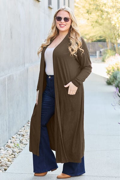 Basic Bae Full Size Open Front Long Sleeve Cover Up-Stay Foxy Boutique, Florissant, Missouri