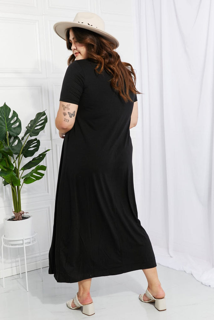 Zenana Simple Wonder Full Size Pocket Maxi Dress in Black-Stay Foxy Boutique, Florissant, Missouri