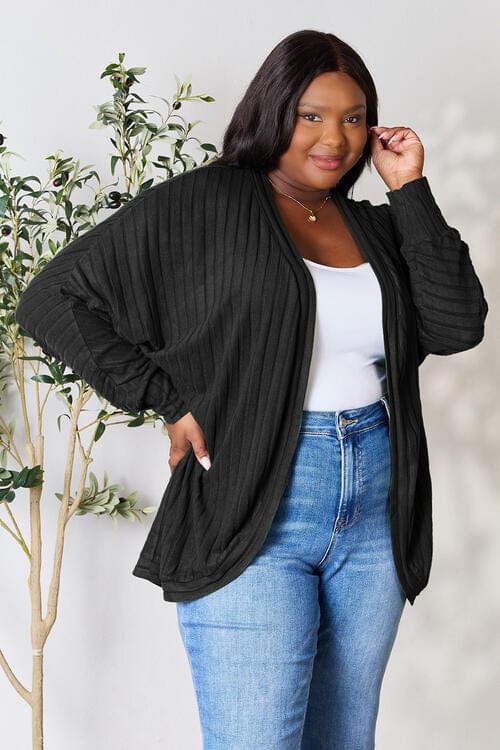 Basic Bae Full Size Ribbed Cocoon Cardigan-Stay Foxy Boutique, Florissant, Missouri