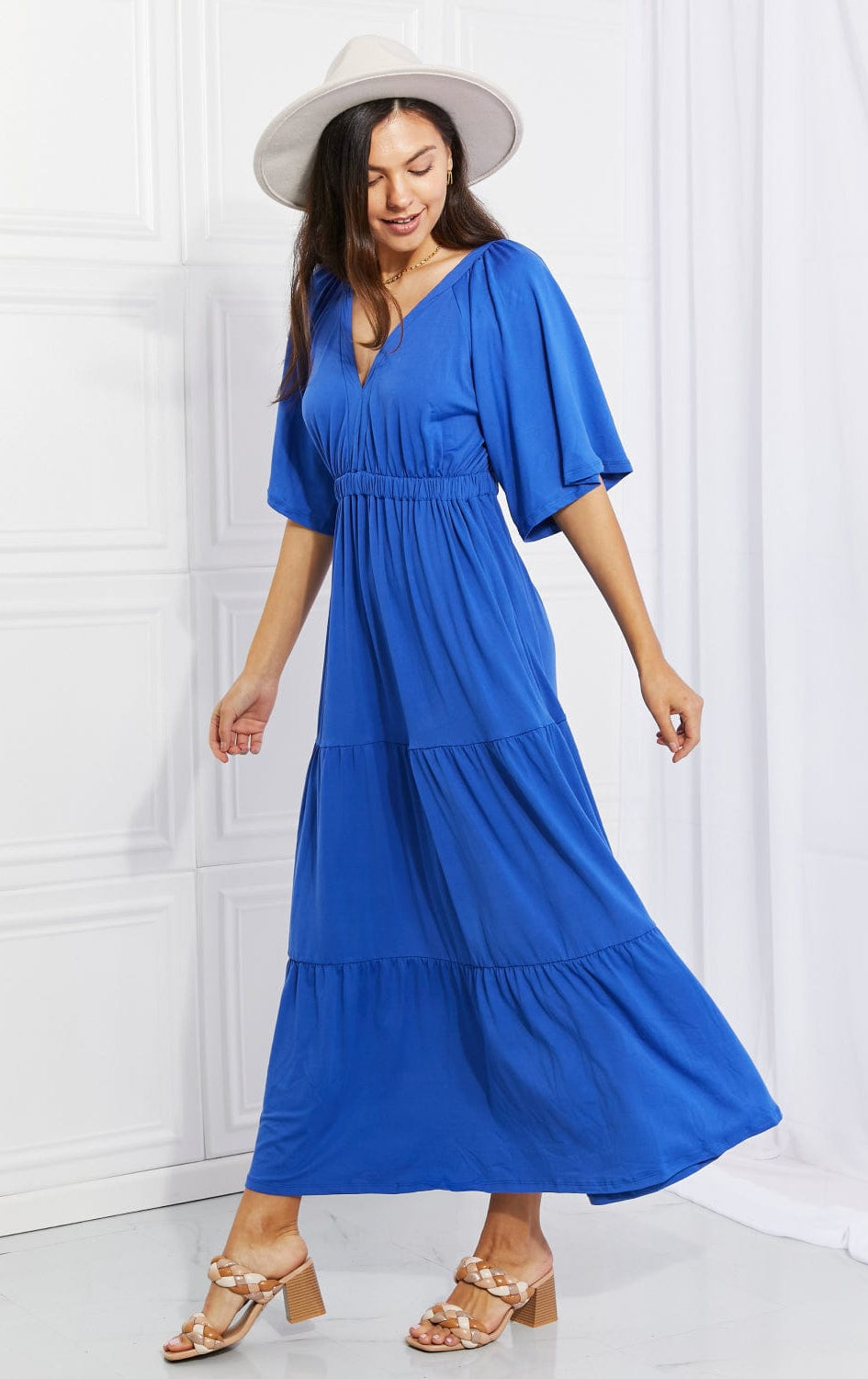 Culture Code Full Size My Muse Flare Sleeve Tiered Maxi Dress-Stay Foxy Boutique, Florissant, Missouri