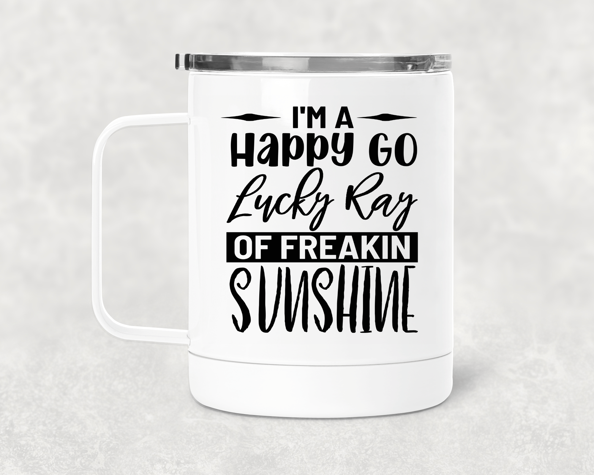 Happy Go Lucky Mug /Wine Cup-Stay Foxy Boutique, Florissant, Missouri
