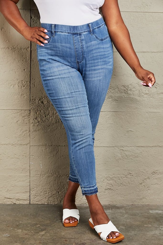 Judy Blue Janavie Full Size High Waisted Pull On Skinny Jeans-Stay Foxy Boutique, Florissant, Missouri