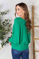 Zenana Full Size Round Neck Batwing Sleeve Blouse-Stay Foxy Boutique, Florissant, Missouri