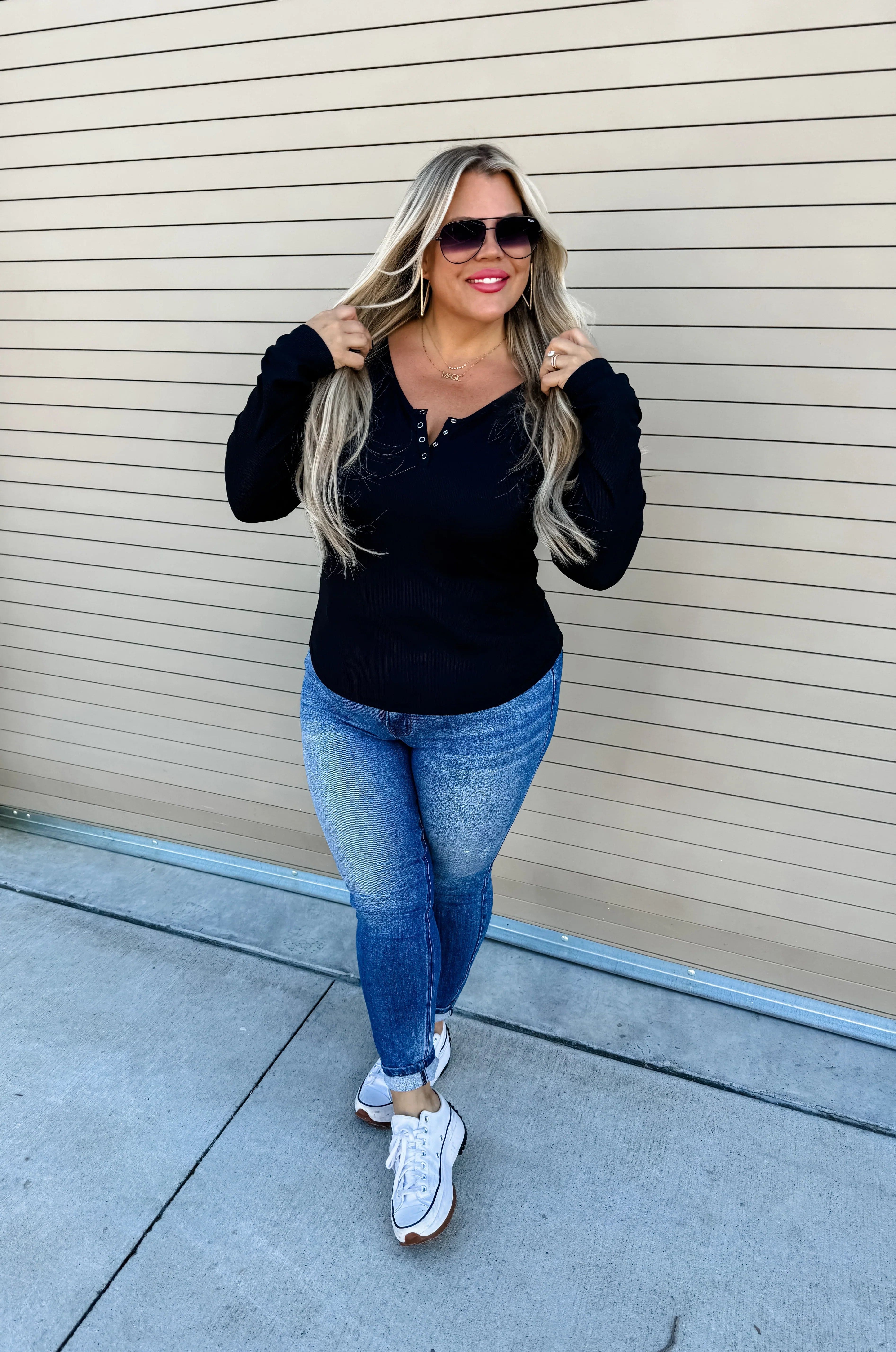 PREORDER: Brooklyn Snap Henley in Five Colors-Womens-Stay Foxy Boutique, Florissant, Missouri
