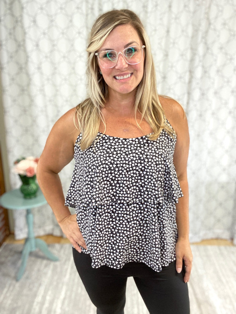 Dance With Wildflowers Tank in Black-White Birch-Stay Foxy Boutique, Florissant, Missouri