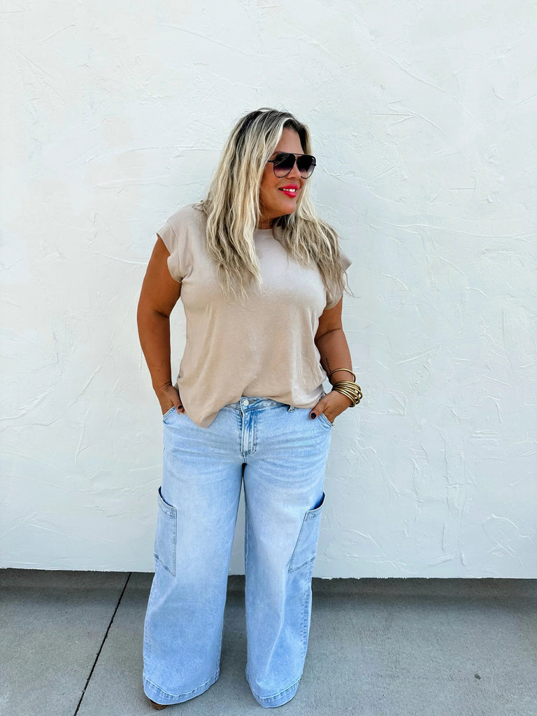 PREORDER: Charli Cargo Jeans Regular 32" Inseam-Womens-Stay Foxy Boutique, Florissant, Missouri