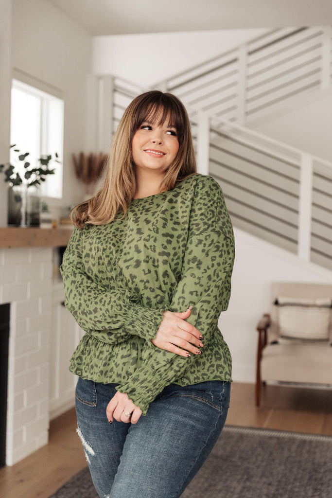 Ariana Printed Top in Olive-Womens-Stay Foxy Boutique, Florissant, Missouri