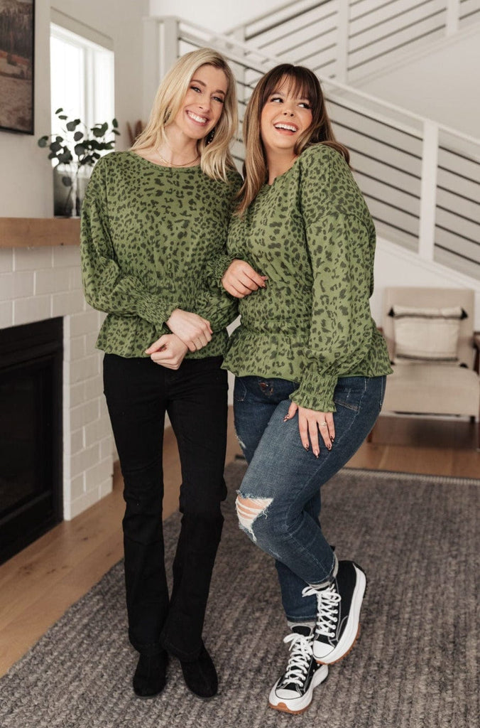 Ariana Printed Top in Olive-Womens-Stay Foxy Boutique, Florissant, Missouri