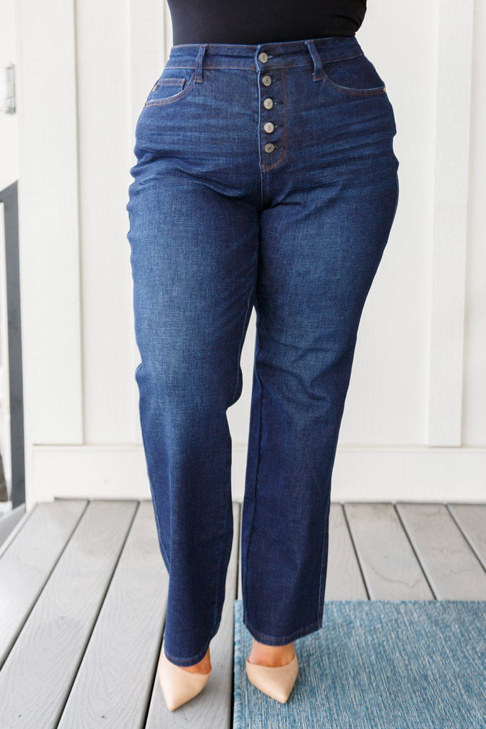 Arlo High Rise Button-Fly Straight Jeans-Womens-Stay Foxy Boutique, Florissant, Missouri