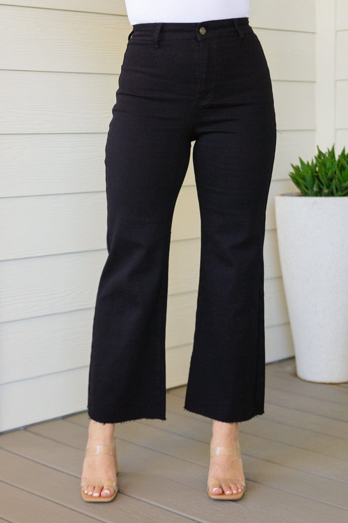 August High Rise Wide Leg Crop Jeans in Black-Womens-Stay Foxy Boutique, Florissant, Missouri