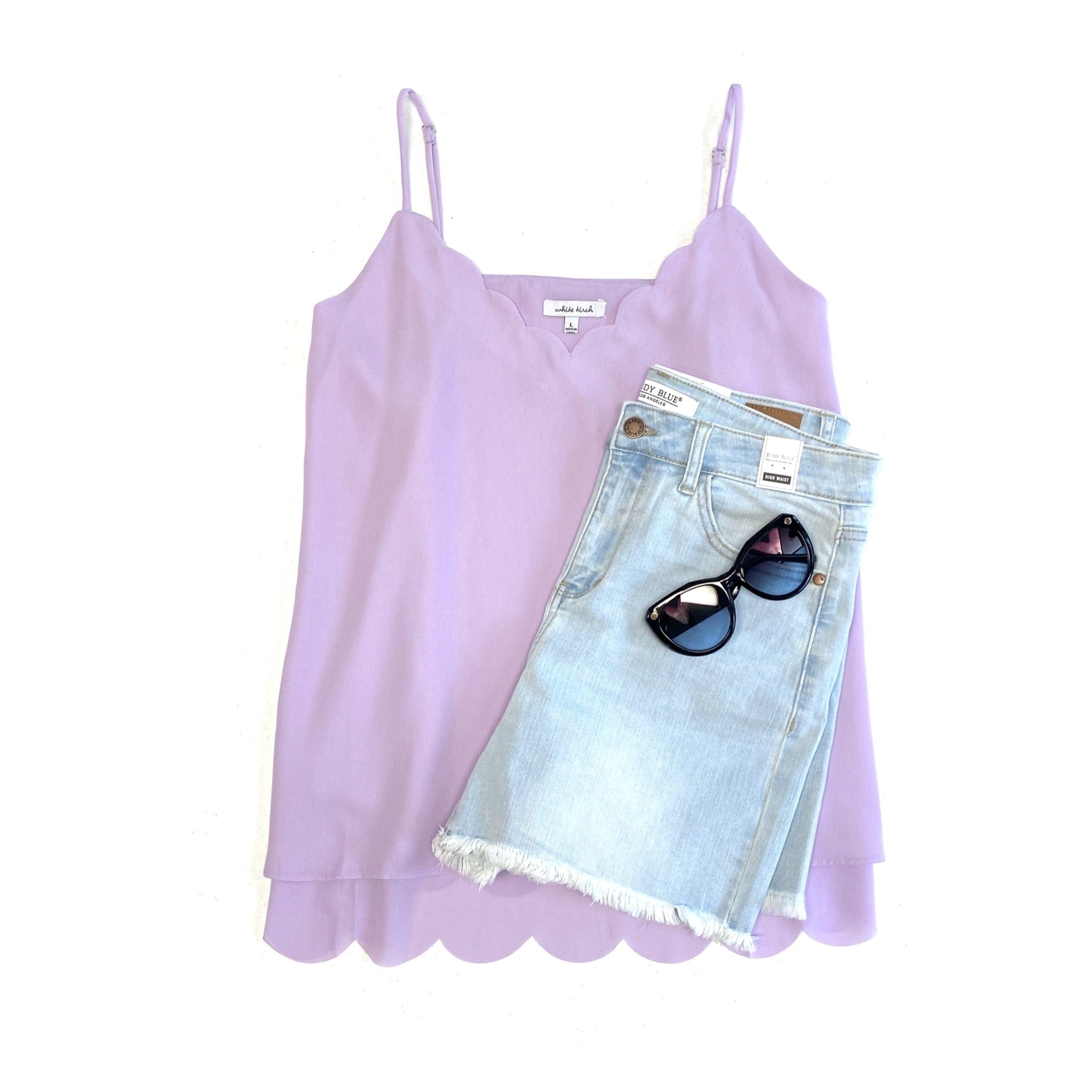 Everyday Scallop Cami in Lavender-White Birch-Stay Foxy Boutique, Florissant, Missouri