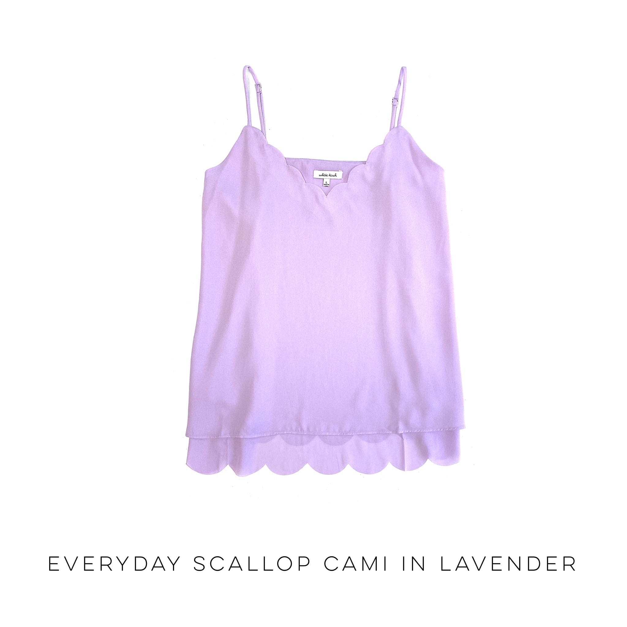 Everyday Scallop Cami in Lavender-White Birch-Stay Foxy Boutique, Florissant, Missouri