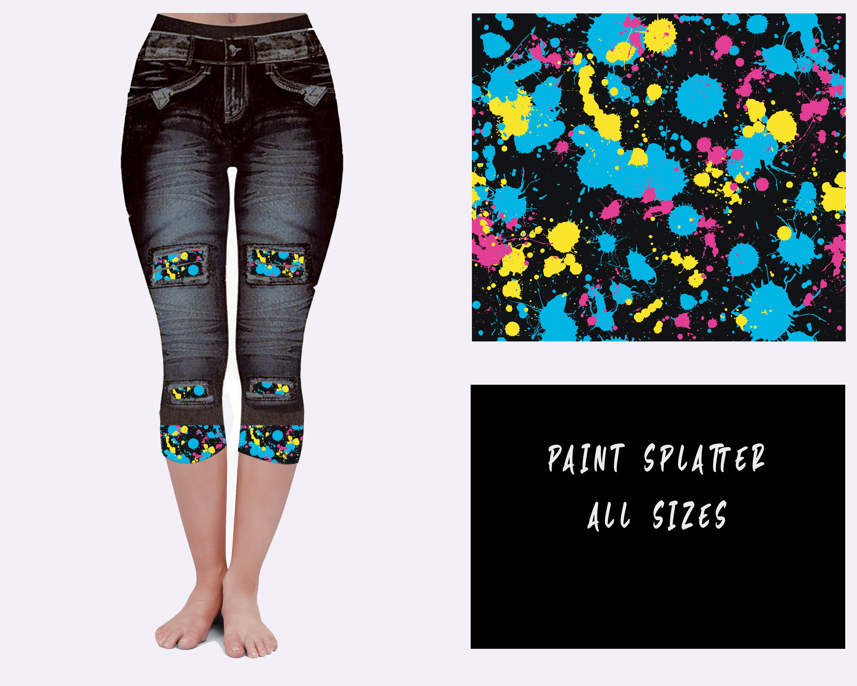 LEGGING JEAN RUN-PAINT SPLATTER (ACTIVE BACK POCKETS)-Stay Foxy Boutique, Florissant, Missouri