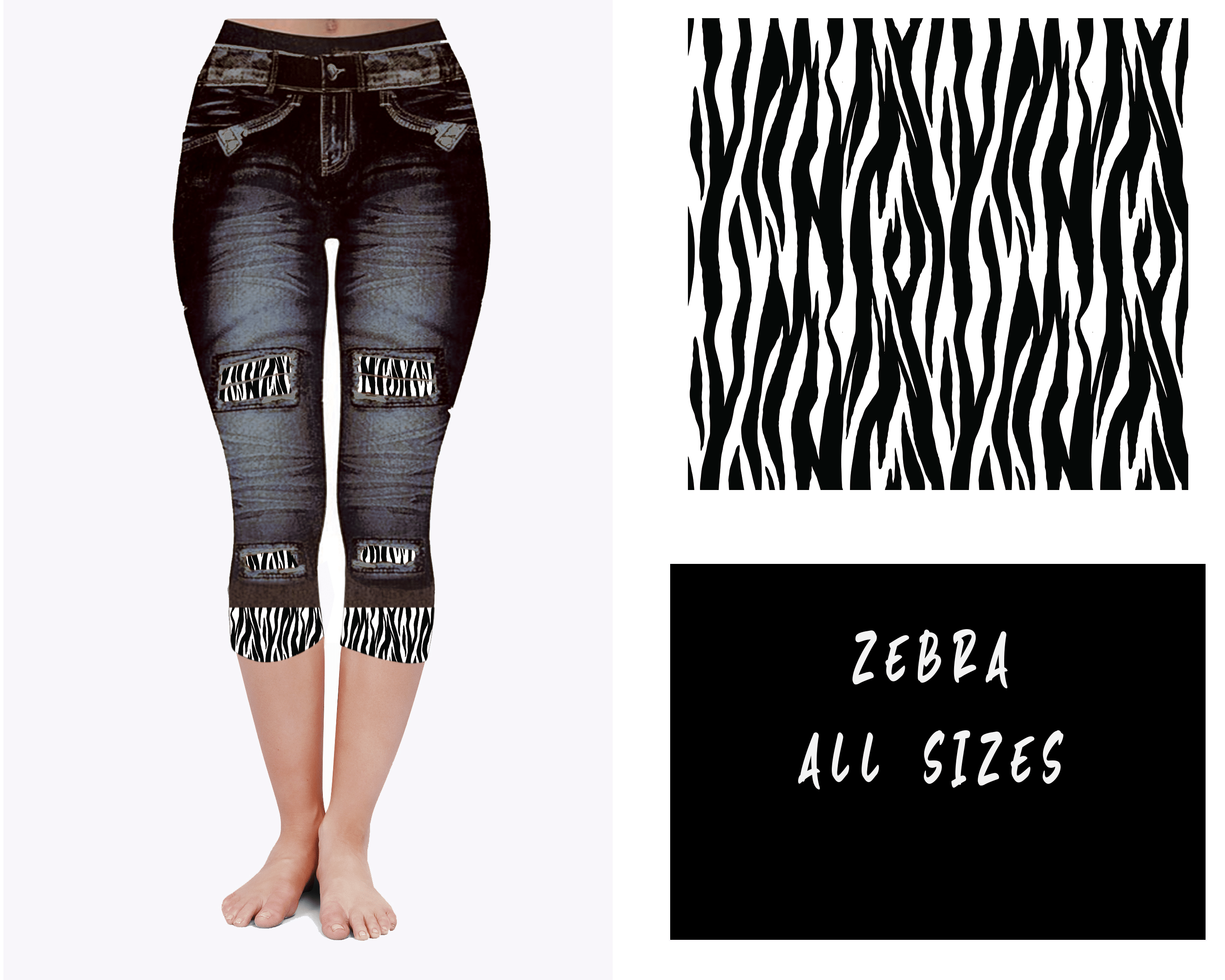 LEGGING JEAN RUN-ZEBRA (ACTIVE BACK POCKETS)-Stay Foxy Boutique, Florissant, Missouri