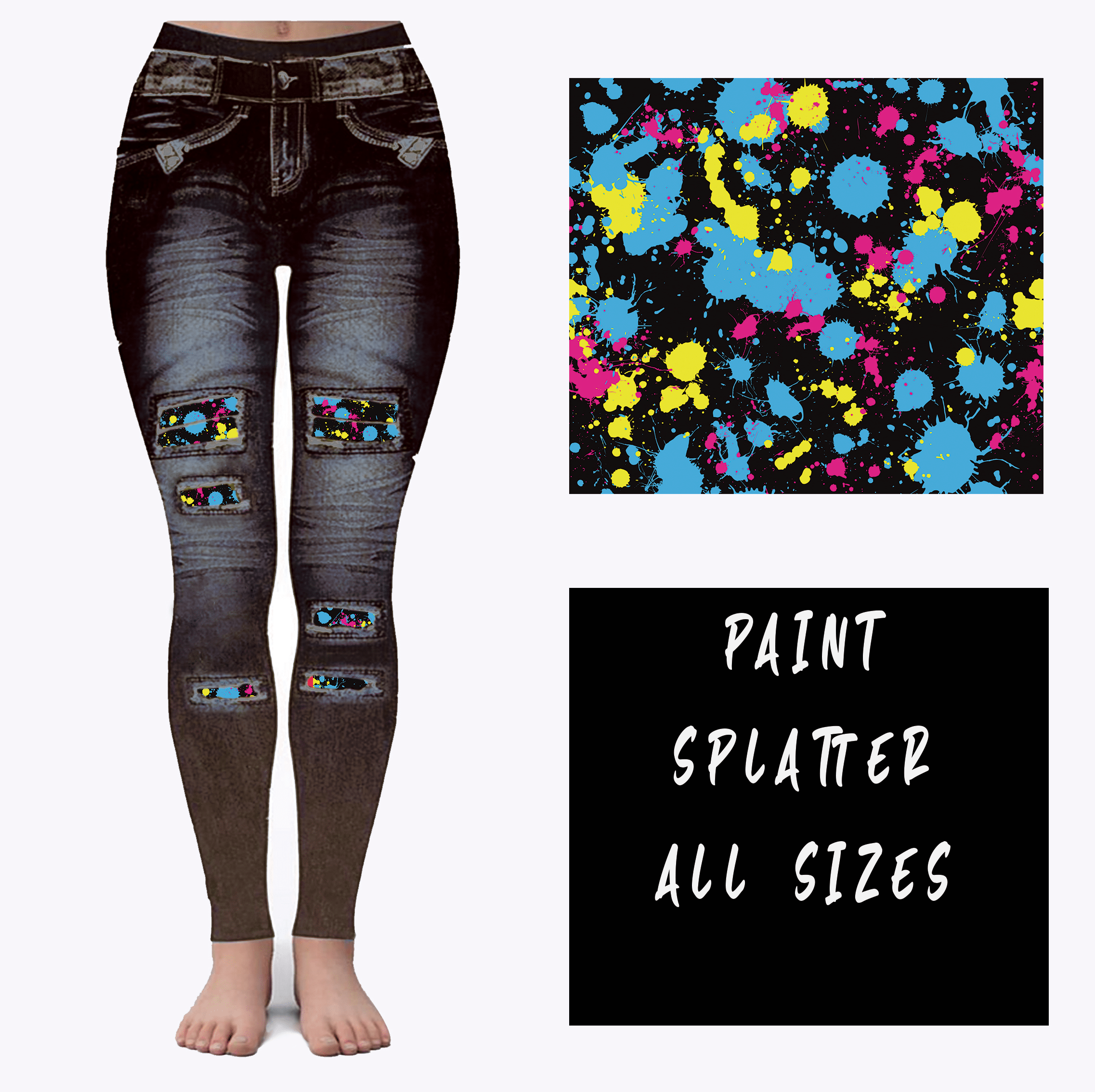 LEGGING JEAN RUN-PAINT SPLATTER (ACTIVE BACK POCKETS)-Stay Foxy Boutique, Florissant, Missouri