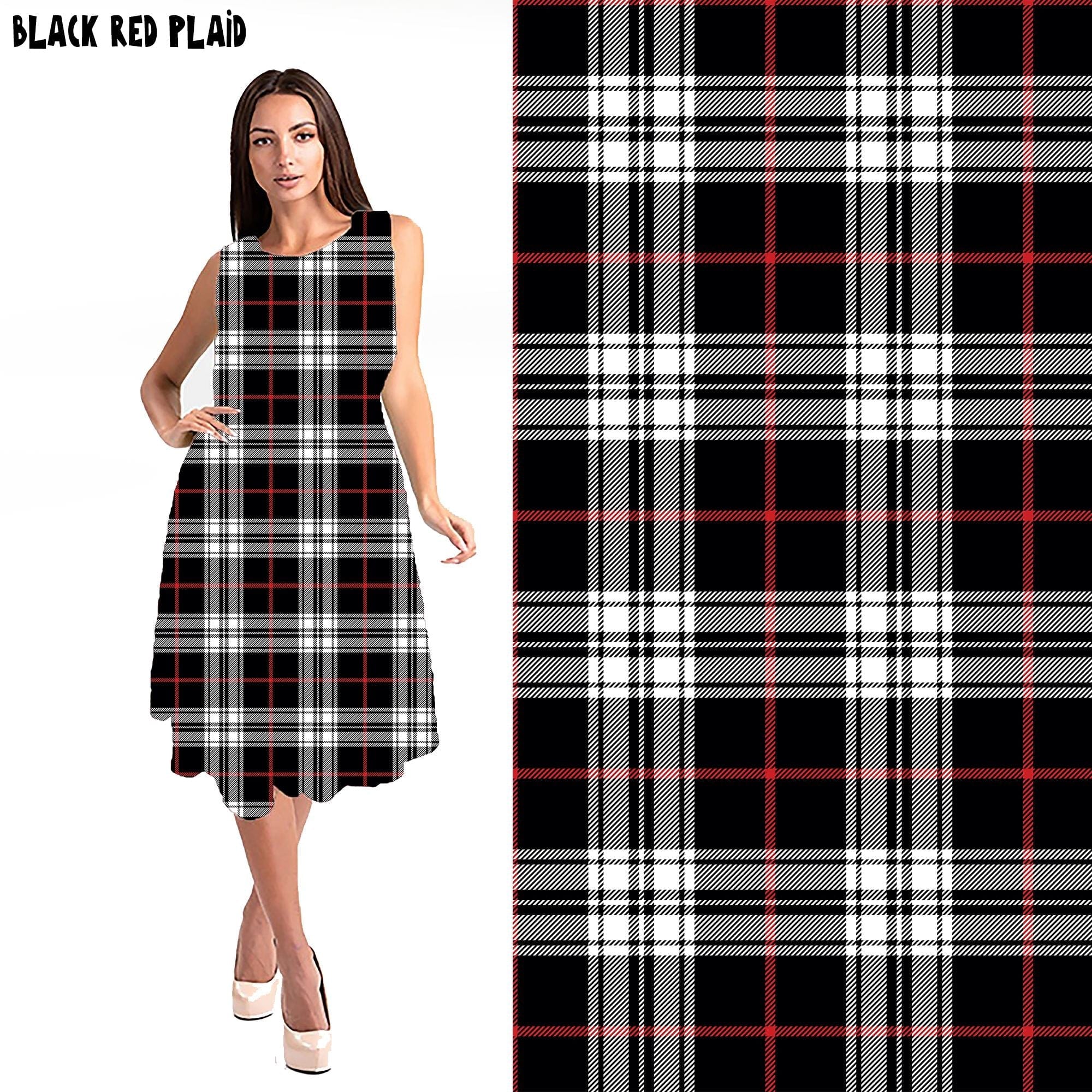 RITA POCKET SWING DRESS- BLACK RED PLAID-Stay Foxy Boutique, Florissant, Missouri
