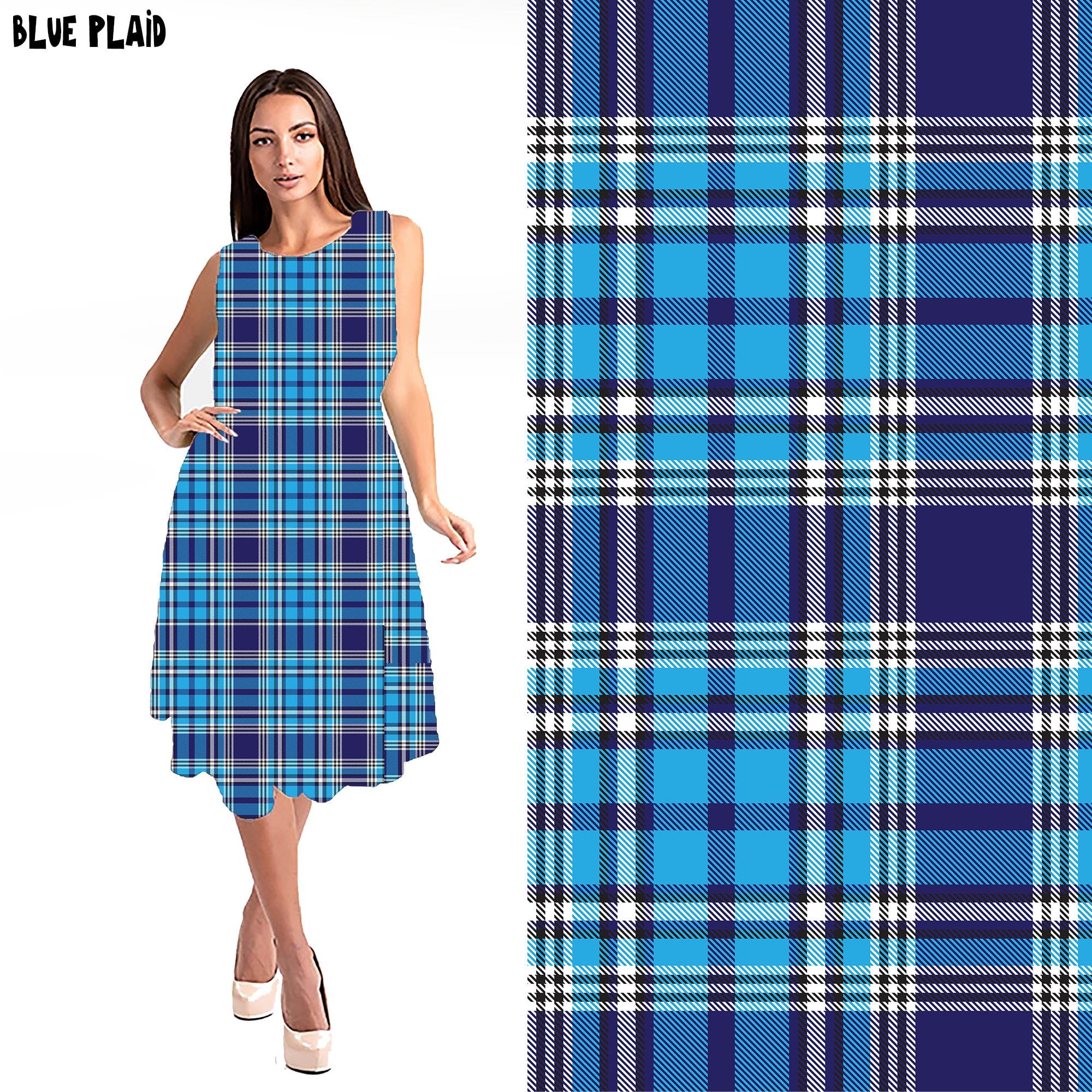 RITA POCKET SWING DRESS- BLUE PLAID-Stay Foxy Boutique, Florissant, Missouri