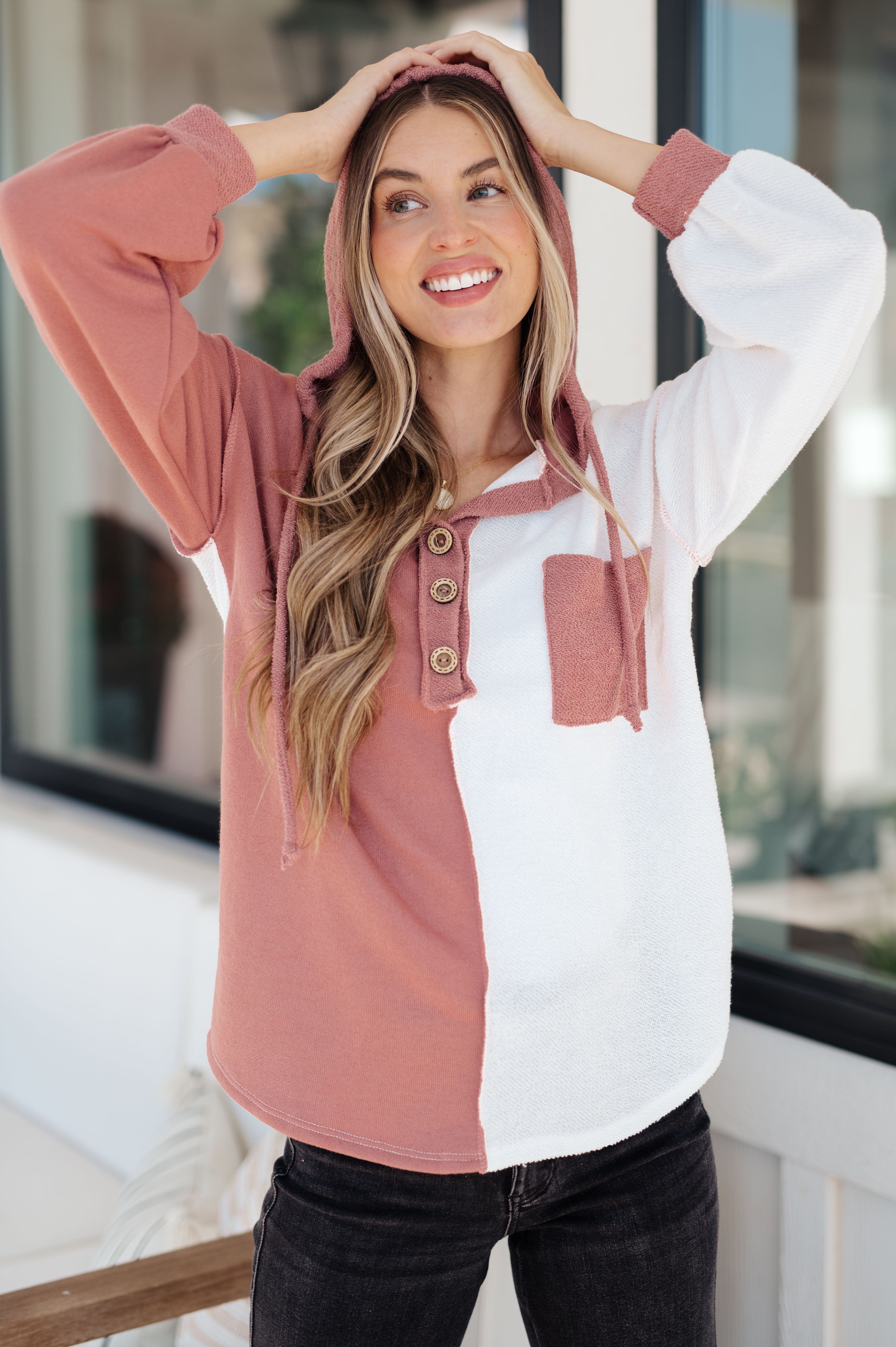 Color block hoodie women's hot sale